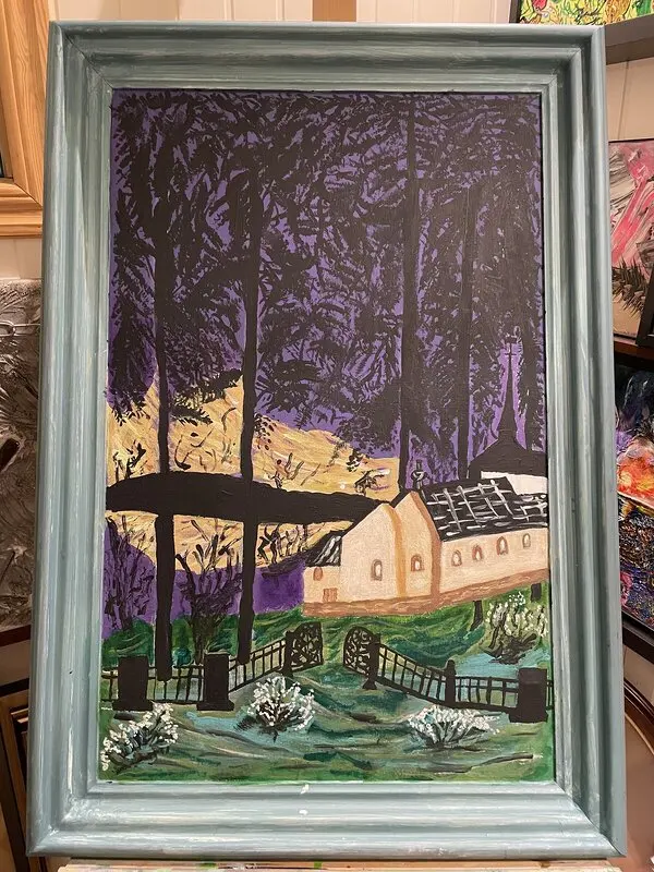 Akrylmålning Hälsingland i gryningen av Darek Uhrberg