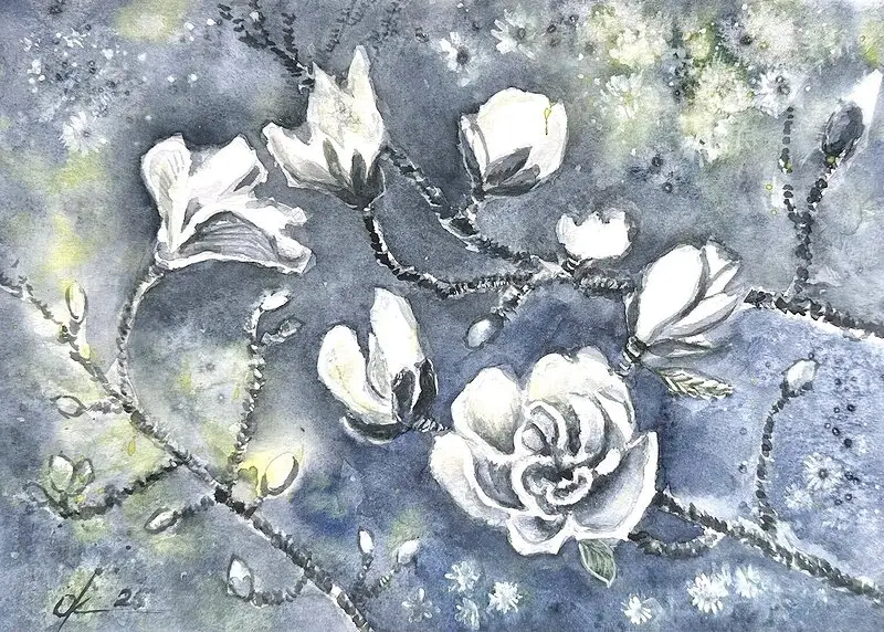 Akvarell Magnolia av Olga Kharyakova