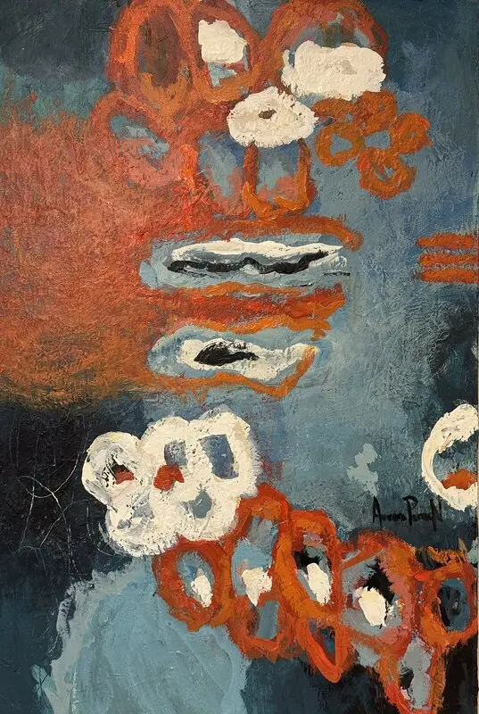 Akrylmålning Det som ännu brinner/Lo que aún arde av Aurora Persson