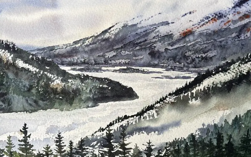 Akvarell Utsikt från Björnen av Anna Wolf