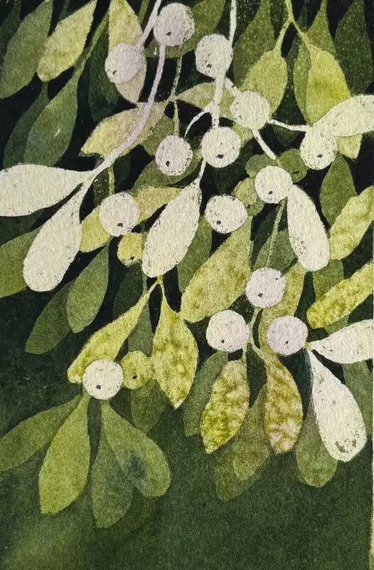 Akvarell Mistel, julkort av Anna Wolf