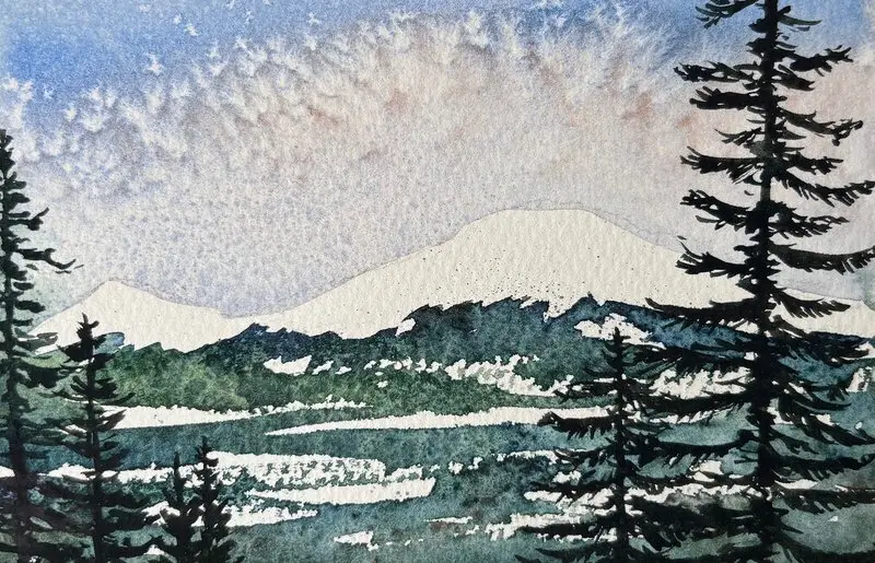 Akvarell Sonfjället av Anna Wolf