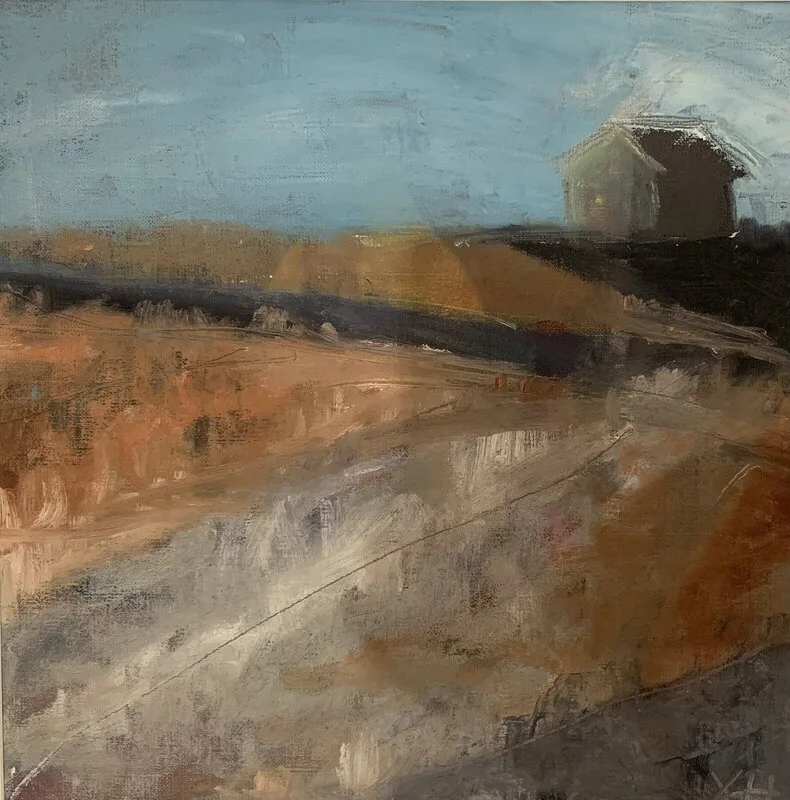 Oljemålning Huset på åkern av Yvonne Henriksson