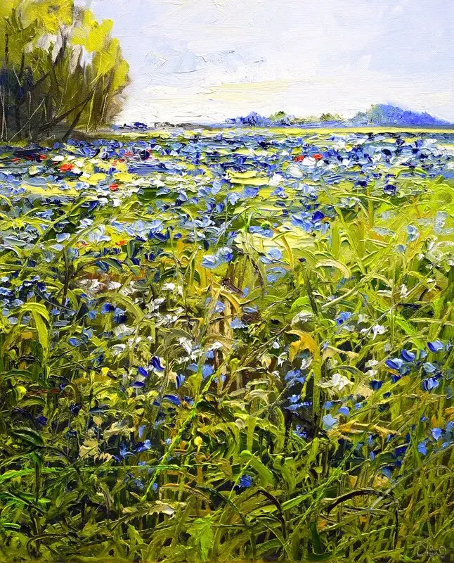 Oljemålning Field of love av Sonja Brussen