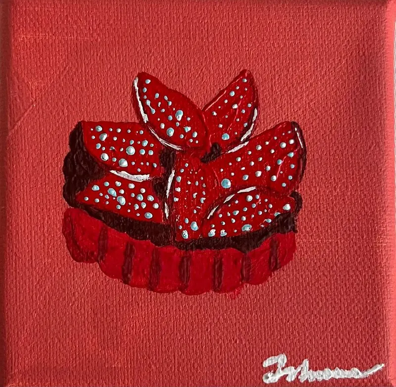 Akrylmålning Space fruit av Johanna Müller