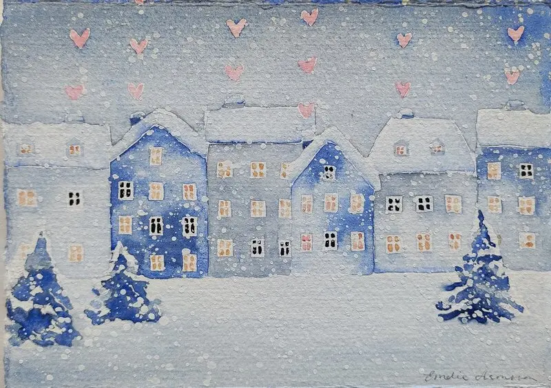 Akvarell SNÖDRÖMMAR av Emelie Aronsson