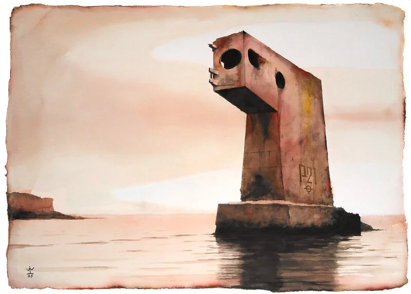 Akvarell Mind the Gap av Lennart Lusth Wijkander
