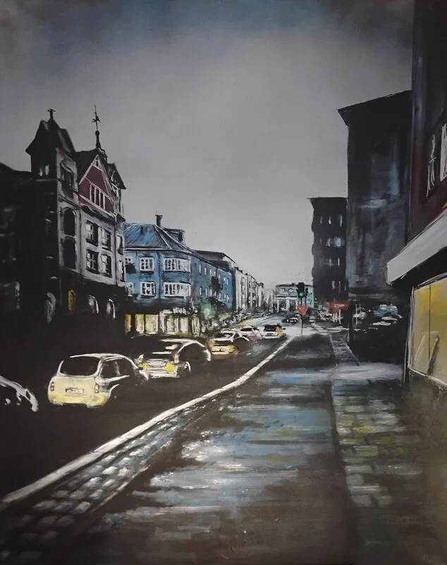 Akrylmålning Ruddammsgatan/Kungsvägen av Anders Danielsson