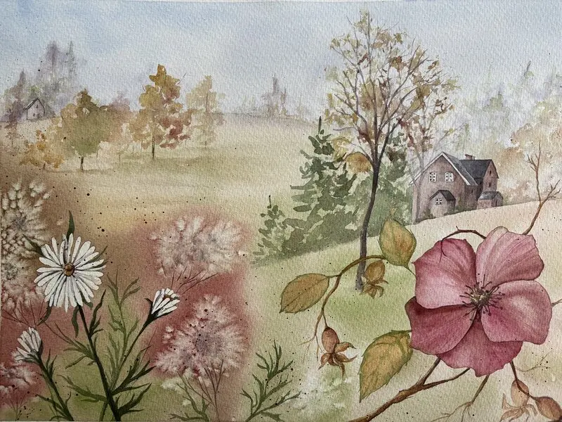 Akvarell Höstdikt av Carmen Gogan