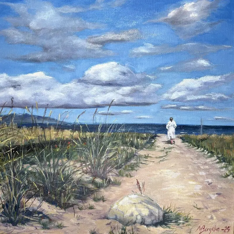 Oljemålning Vägen mot stranden av Margareta Bergetun