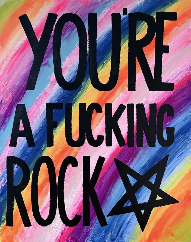 Akrylmålning YOU’RE A FUCKING ROCKSTAR av Susanne Cederlund