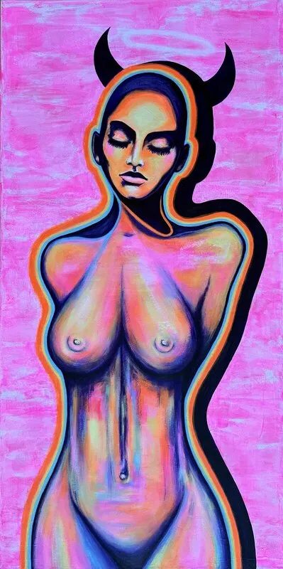 Akrylmålning Sinner or Saint av Susanne Cederlund