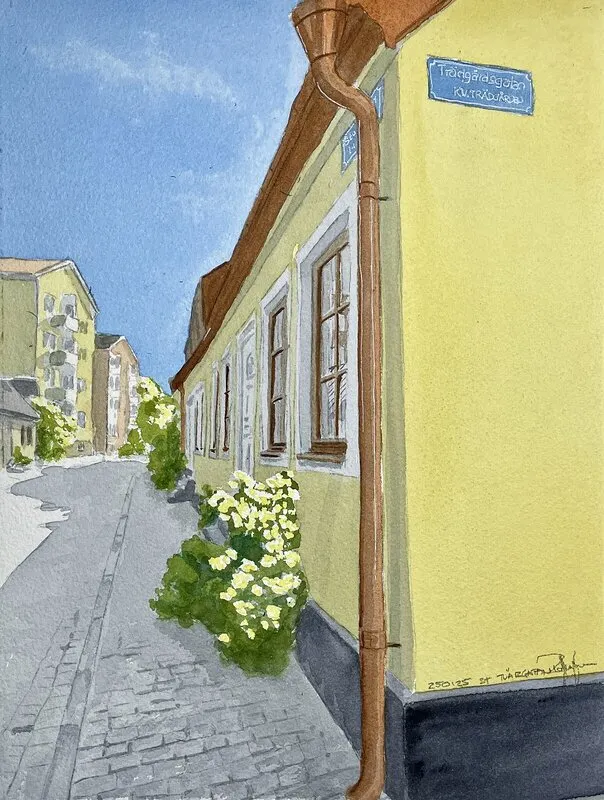 Akvarell St Tvärgatan av Pär Håkan Henriksson
