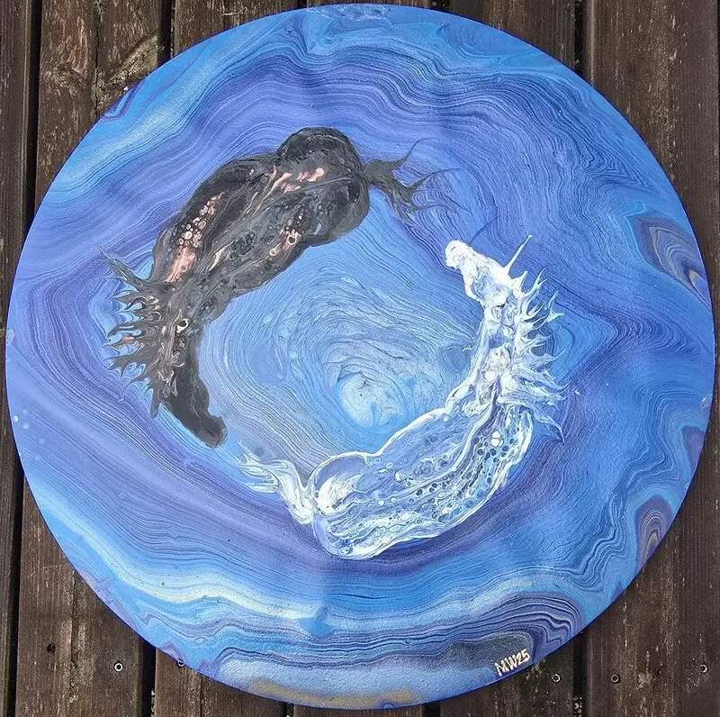 Akrylmålning Amore & Querida - Dansen mellan världarna av Marita Westerberg