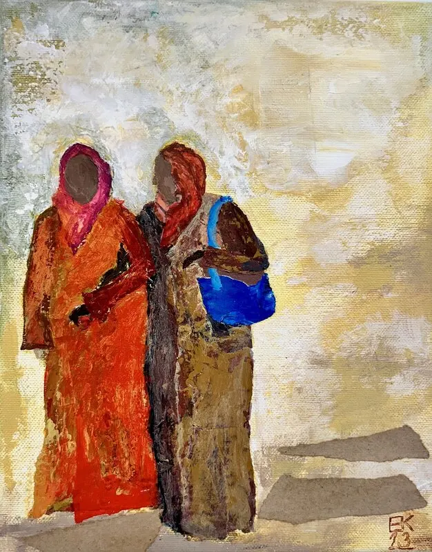 Akrylmålning Svägerskor av Ewa Kinnunen