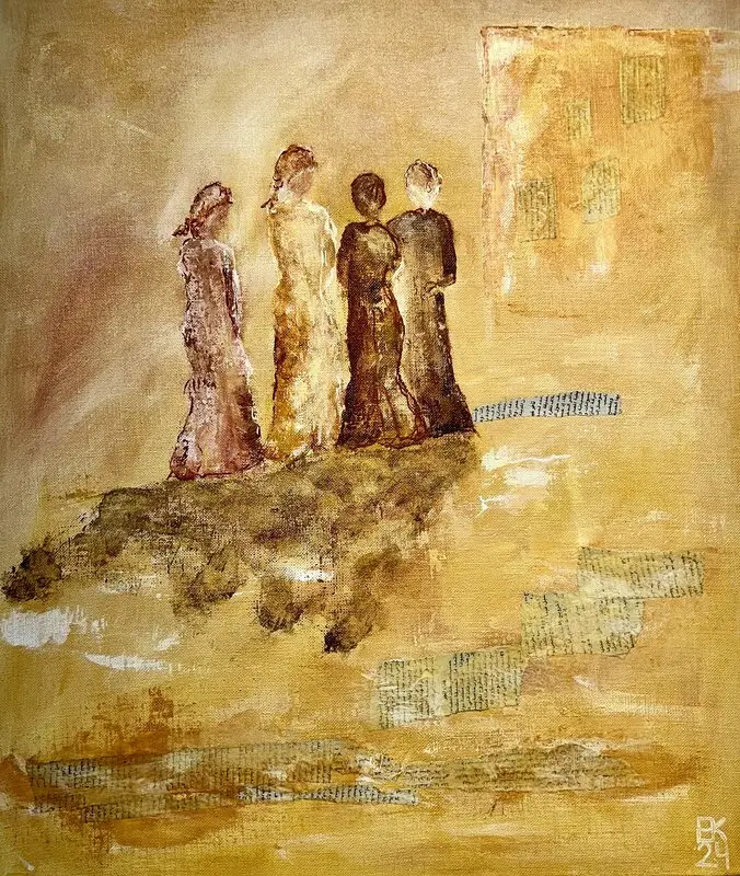 Akrylmålning Efter skolan av Ewa Kinnunen