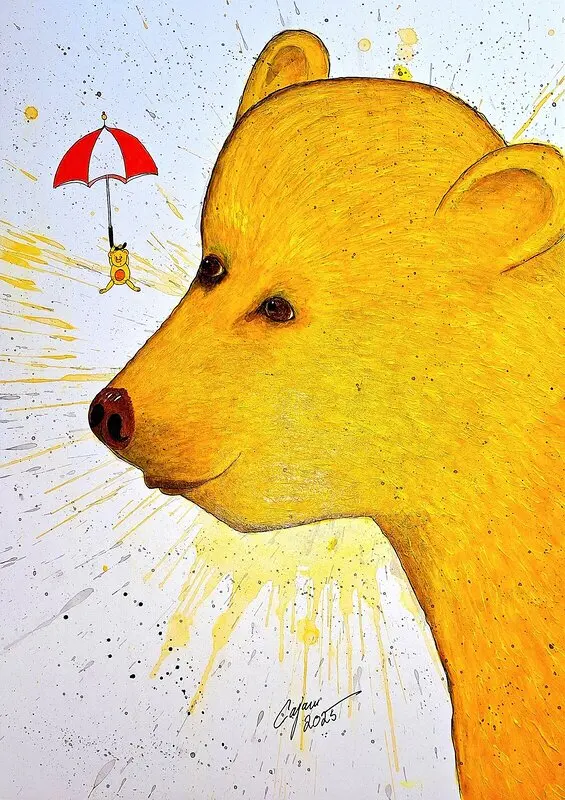 Akrylmålning Två nallar av Carina Cajan Jansson