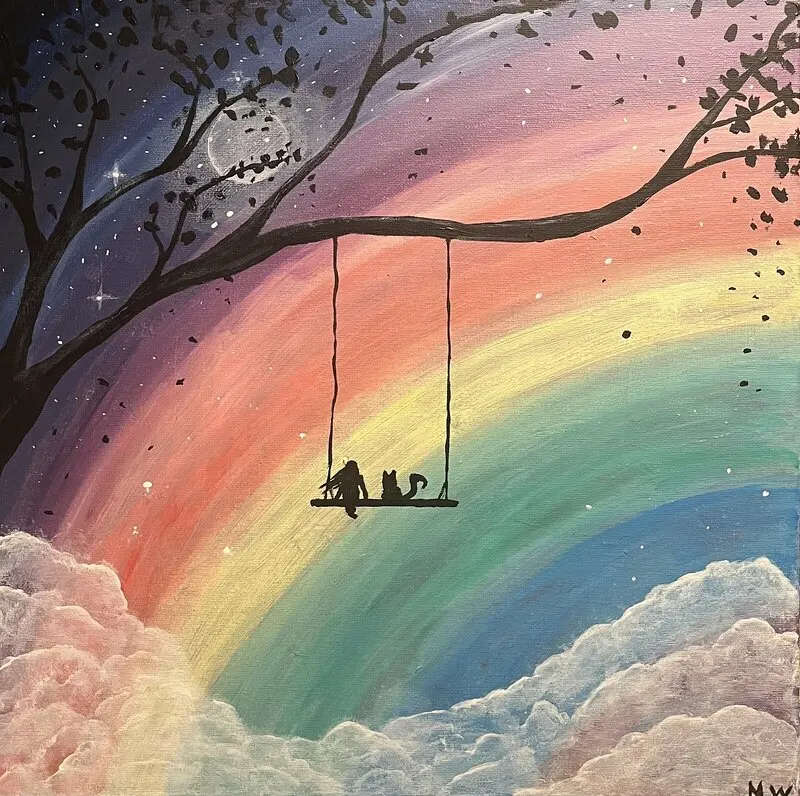 Akrylmålning Magisk regnbågsnatt av Moa Walker