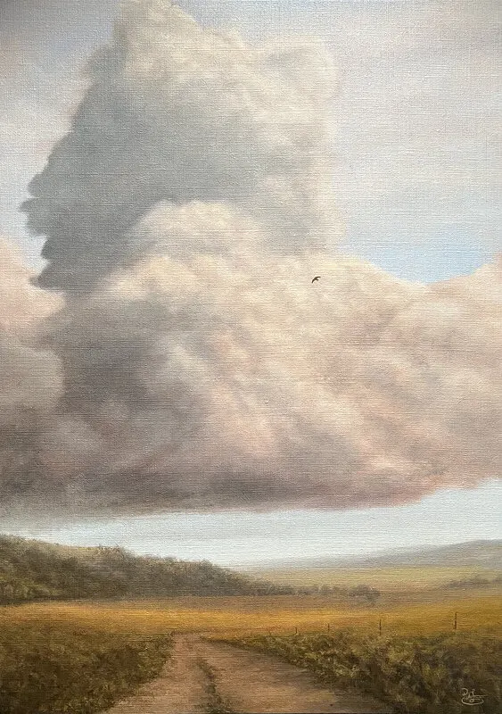 Oljemålning Under hökens vingar av Peter Levan