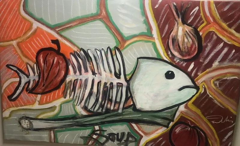 Oljemålning Fisksoppa av Håkan Vallin