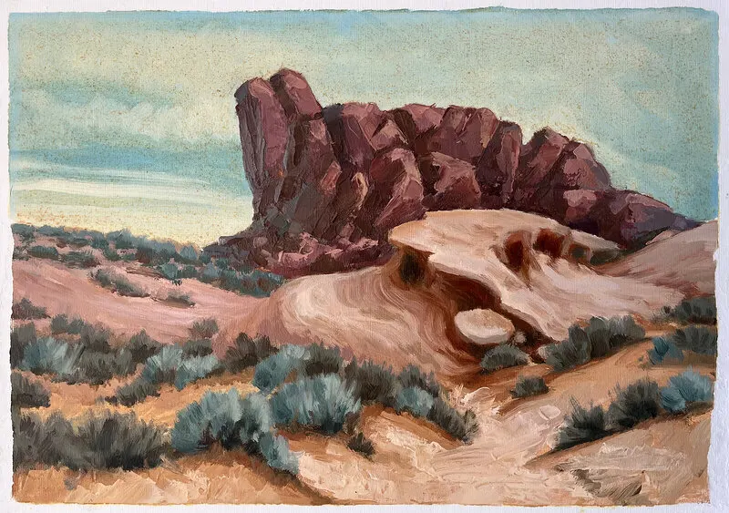 Oljemålning Valley of Fire av Liudmyla Shalabai