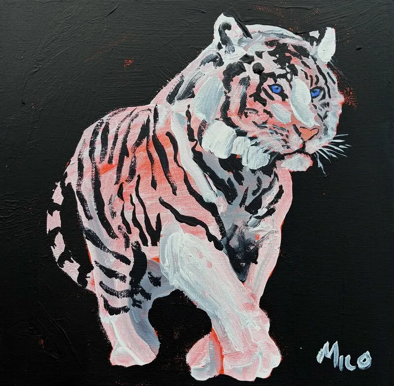 Akrylmålning Tigerhjärta - AUKTION! av Milo
