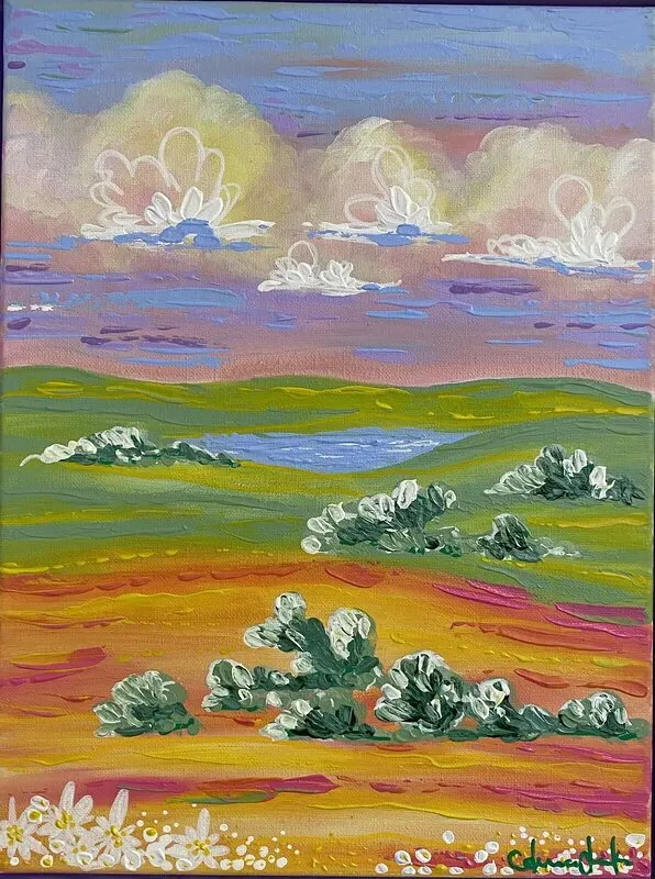 Akrylmålning Den lilla sjön av Anna Lundgren