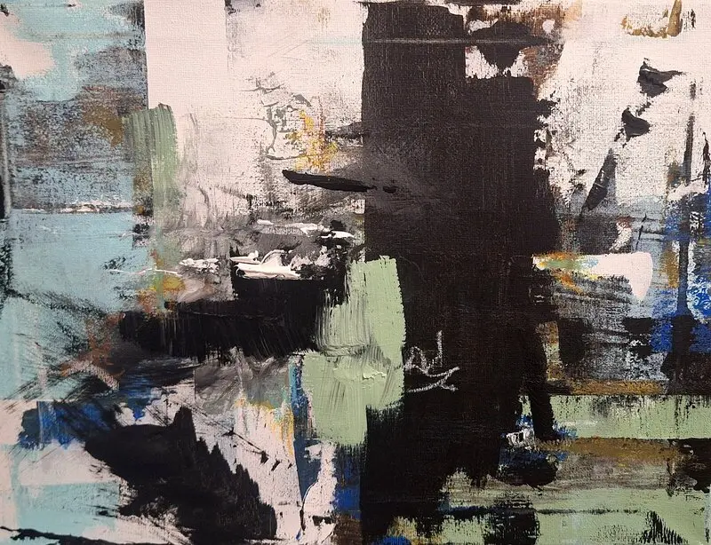 Akrylmålning Mitt ibland oss av Malin Wiberg