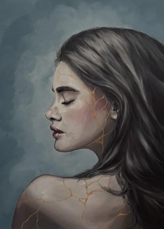 Akrylmålning Golden Scars av Alyona Siergieieva - Designfull Art