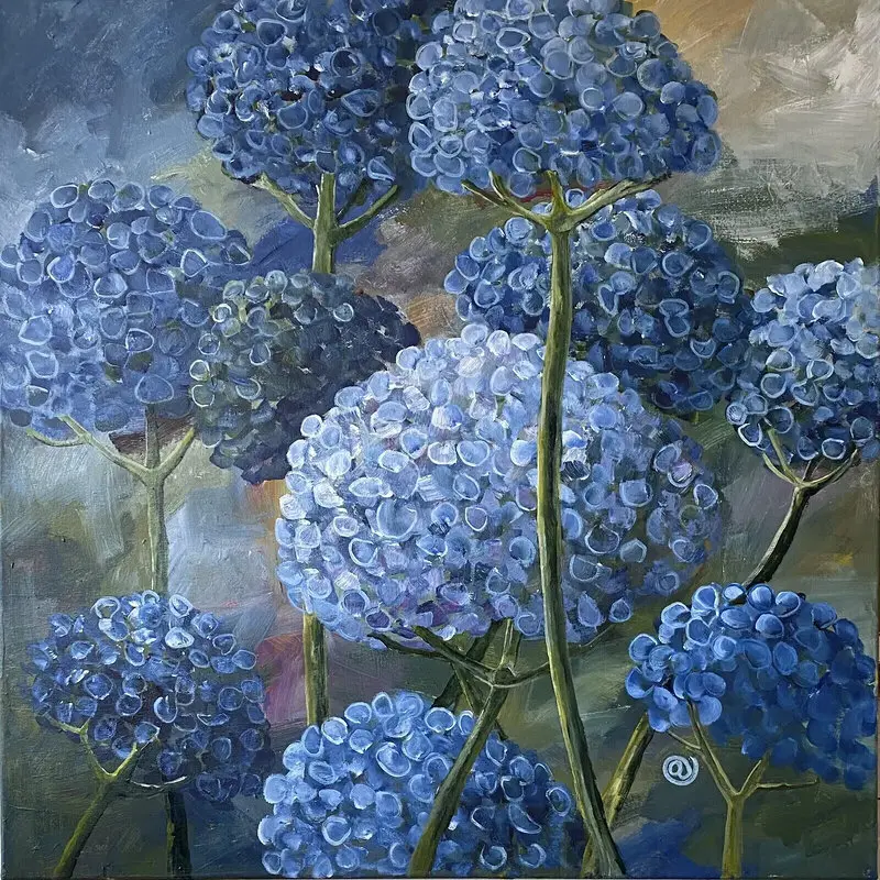 Akrylmålning I det enkla bor det vackra eller i det vackra finns det mörka. av Annette Landin