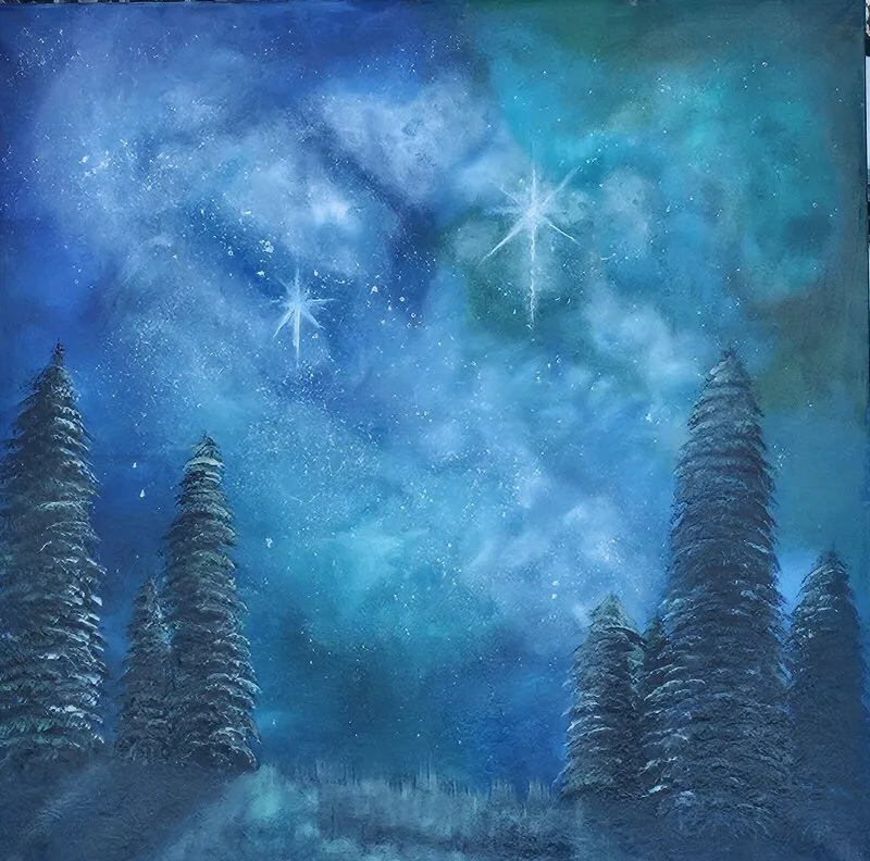 Oljemålning Nightly beginnings av Nathalie Fälldin