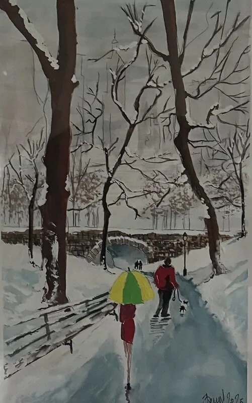 Akvarell Central Park av Bengt Uusitalo