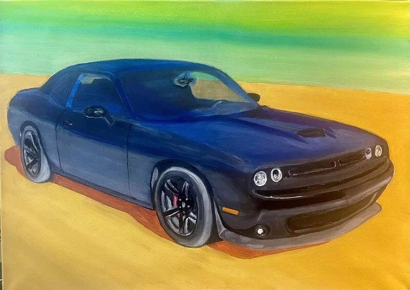 Oljemålning Dodge Challenger SRT av Kim Palonto