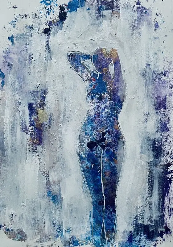 Akrylmålning Blå modell av Gunilla Tuvin