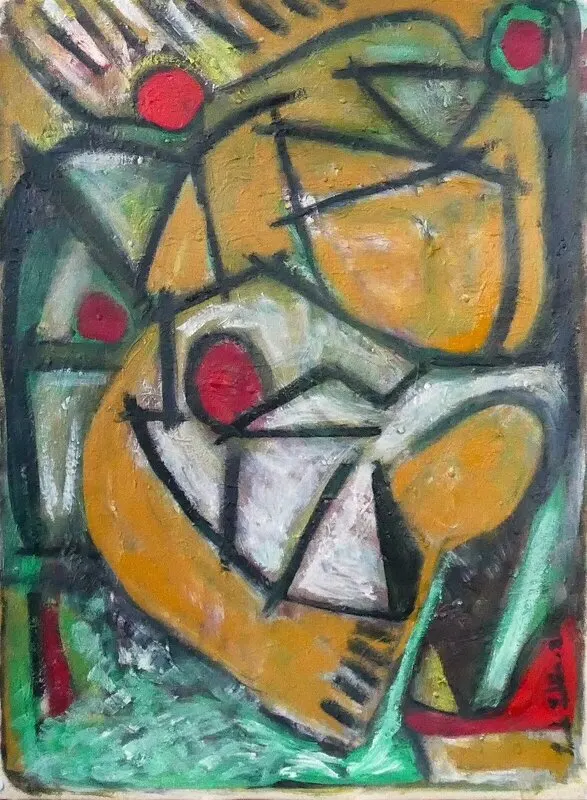 Oljemålning Kvinnan med spegel av Svante Lutström