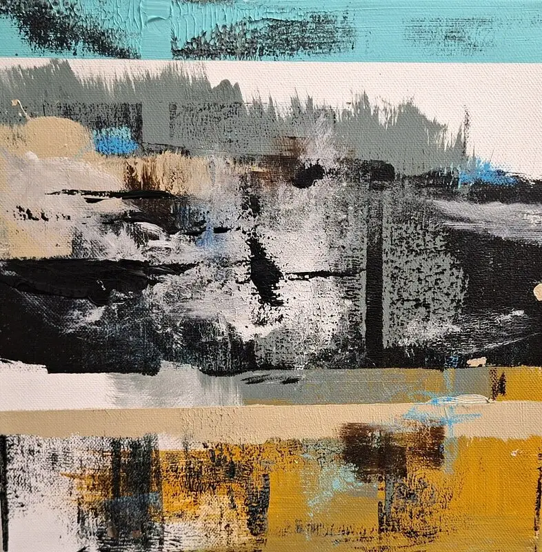 Akrylmålning Vid hamnen 4 av Malin Wiberg