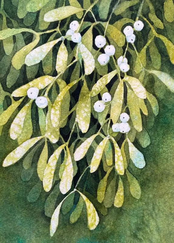 Akvarell Under the mistletoe av Anna Wolf
