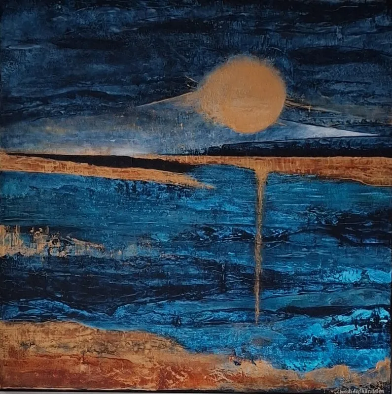 Akrylmålning The magical moon av Christina Skärström
