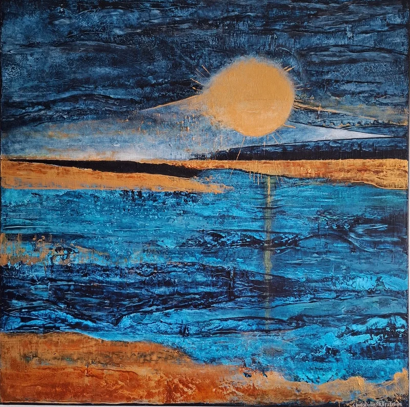 Akrylmålning The magical moon av Christina Skärström