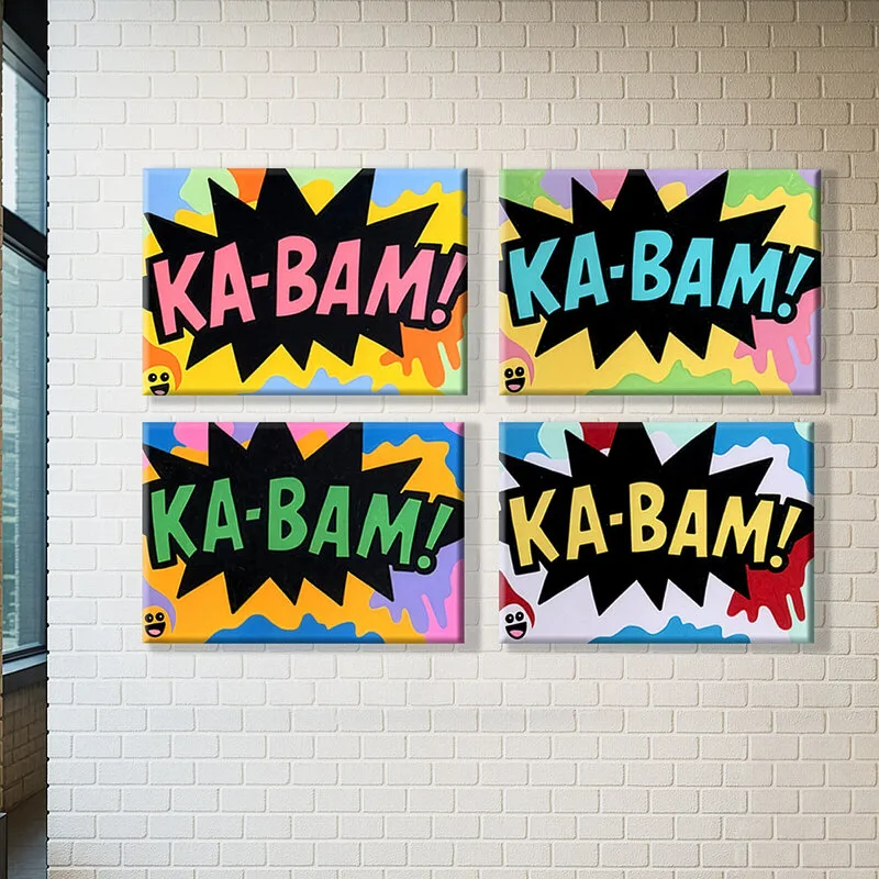 Akrylmålning Crash Quartet av Emanuel Ringborg Mankert