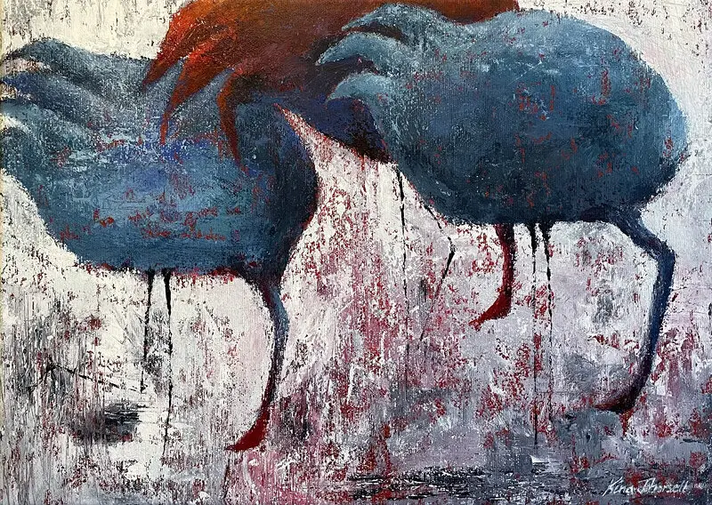 Akrylmålning Flocken av Kina Thorsell