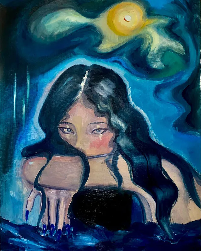 Oljemålning Moonlight av Meriem Al-hilfy