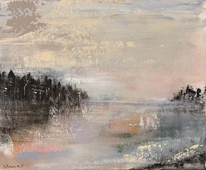 Akrylmålning FROSTLANDSKAP av Ulrica Halling Olsson_art Stockholm