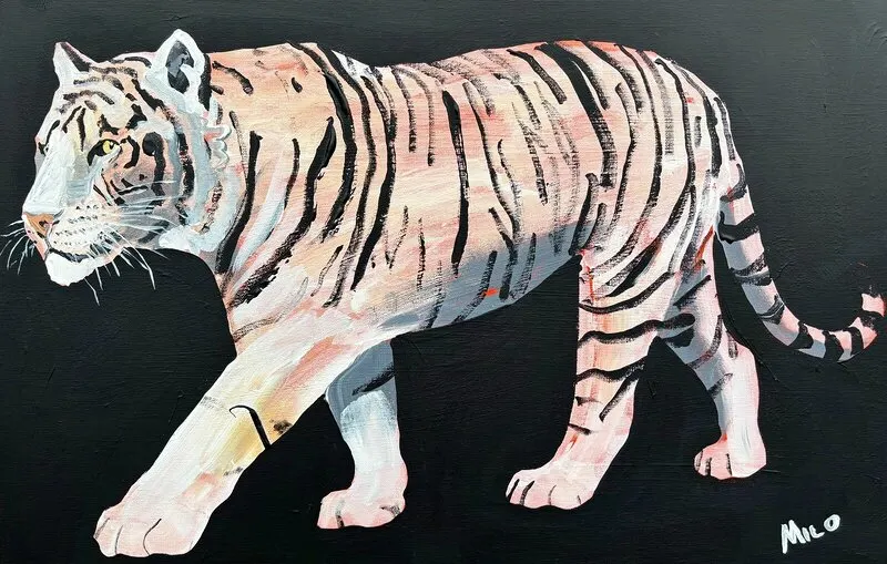 Akrylmålning Ränderna går aldrig ur av Milo