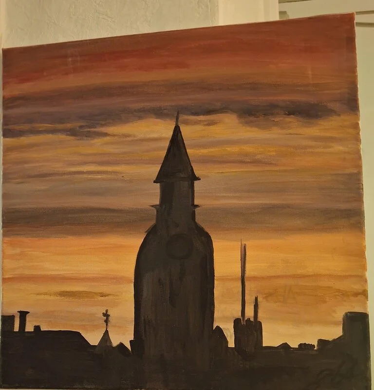 Akrylmålning Stadsljus av Anna Bengtsson Crafoord