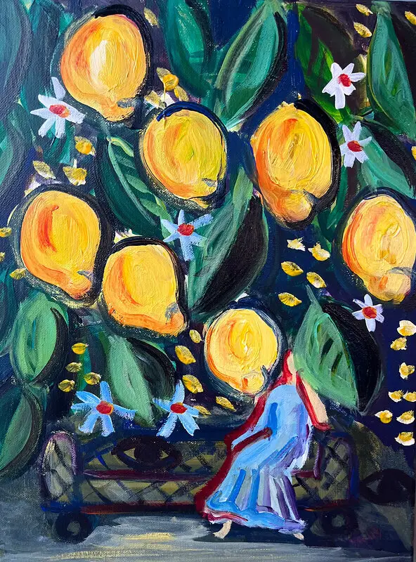 Akrylmålning Lemon nights av Elisa Pålsson