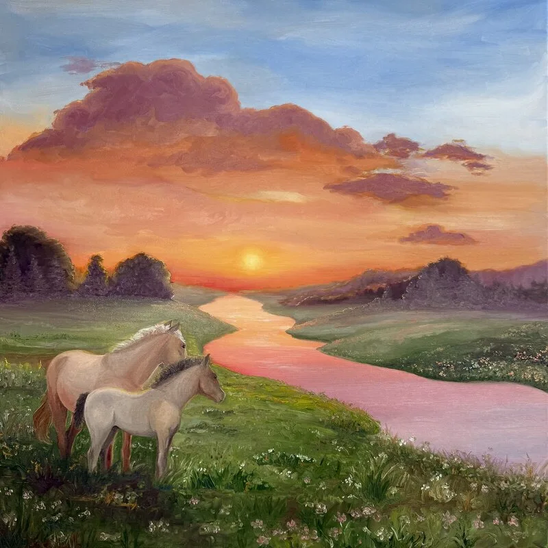 Oljemålning Midnight sun av Matilda Ränk