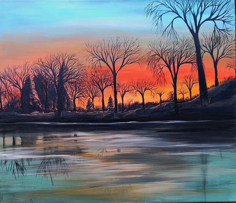 Akrylmålning Early spring av Maria Borgring ( Fd Lindberg)