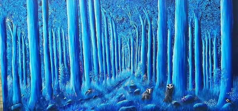 Akrylmålning Forrest in blue av Maria Borgring ( Fd Lindberg)