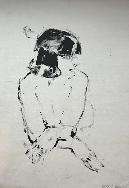 Akrylmålning Nude sketch av Yuliia Levytska